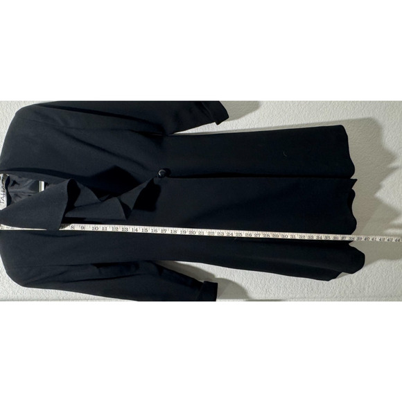 Vintage Black Tahari Coat Dress Side Snap Wrap Size 4 Rayon Career 90s Y2K - Picture 4 of 12